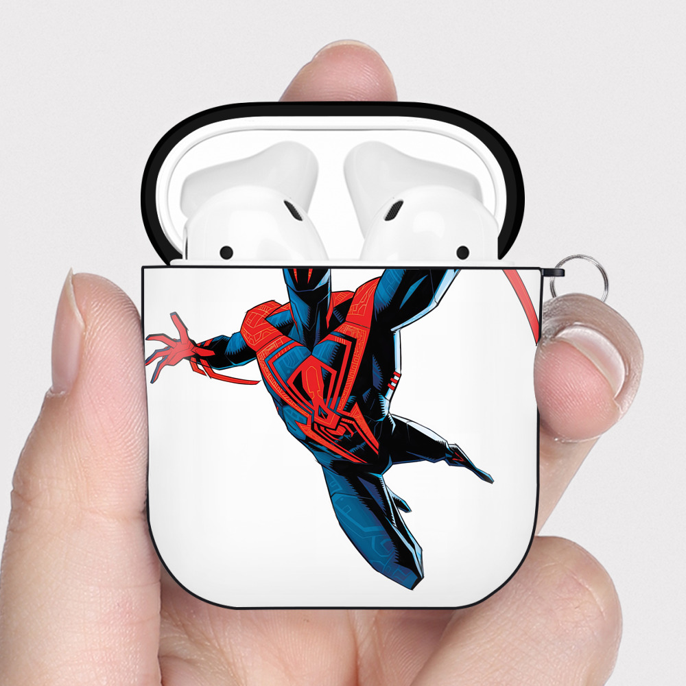 （画像用） Spider Man スパイダーマン AirPods 第2世代保護ケース ハードシェル ブラック 耐衝撃・防指紋・カラビナ付き