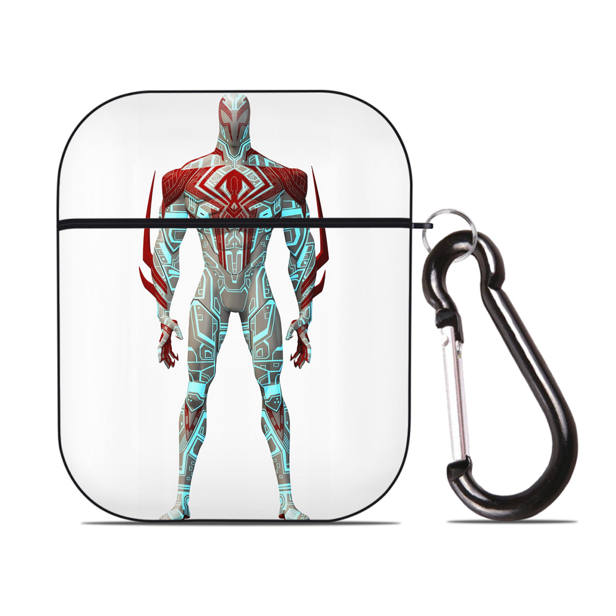 （画像用） Spider Man スパイダーマン AirPods 第2世代保護ケース ハードシェル ブラック 耐衝撃・防指紋・カラビナ付き