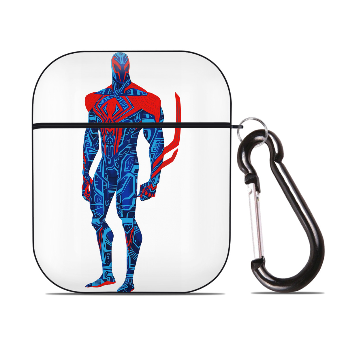 （画像用） Spider Man スパイダーマン AirPods 第2世代保護ケース ハードシェル ブラック 耐衝撃・防指紋・カラビナ付き