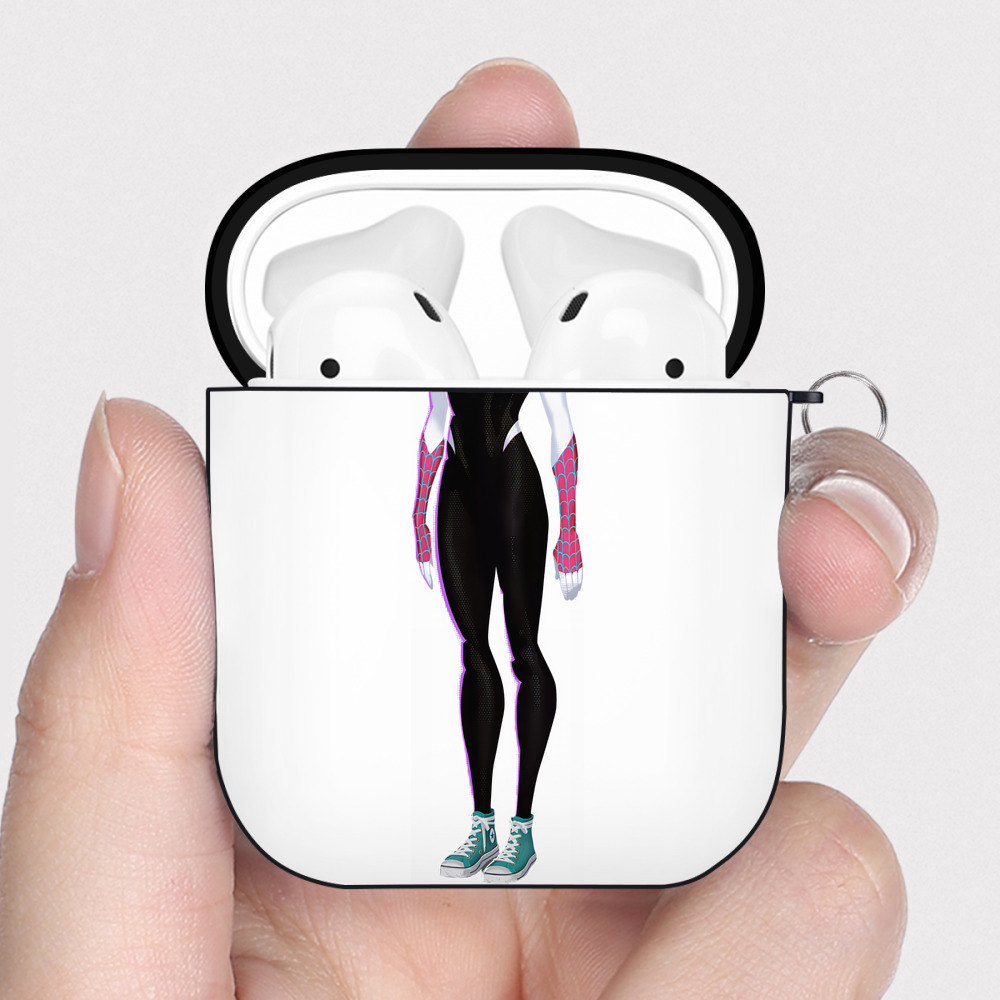 （画像用） Spider Man スパイダーマン AirPods 第2世代保護ケース ハードシェル ブラック 耐衝撃・防指紋・カラビナ付き