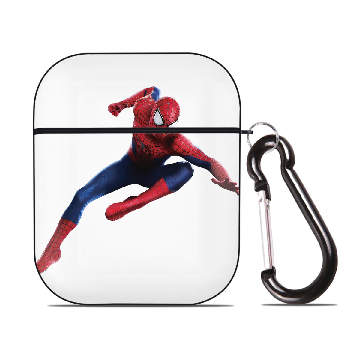 （画像用） Spider Man スパイダーマン AirPods 第2世代保護ケース ハードシェル ブラック 耐衝撃・防指紋・カラビナ付き