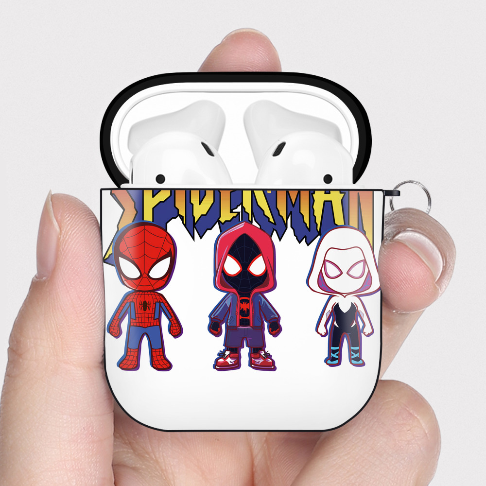 （画像用） Spider Man スパイダーマン AirPods 第2世代保護ケース ハードシェル ブラック 耐衝撃・防指紋・カラビナ付き