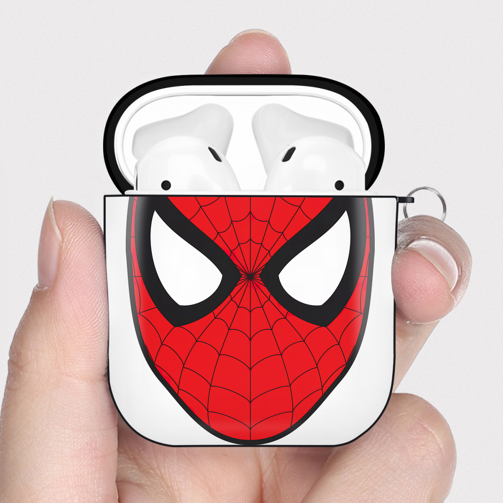 （画像用） Spider Man スパイダーマン AirPods 第2世代保護ケース ハードシェル ブラック 耐衝撃・防指紋・カラビナ付き