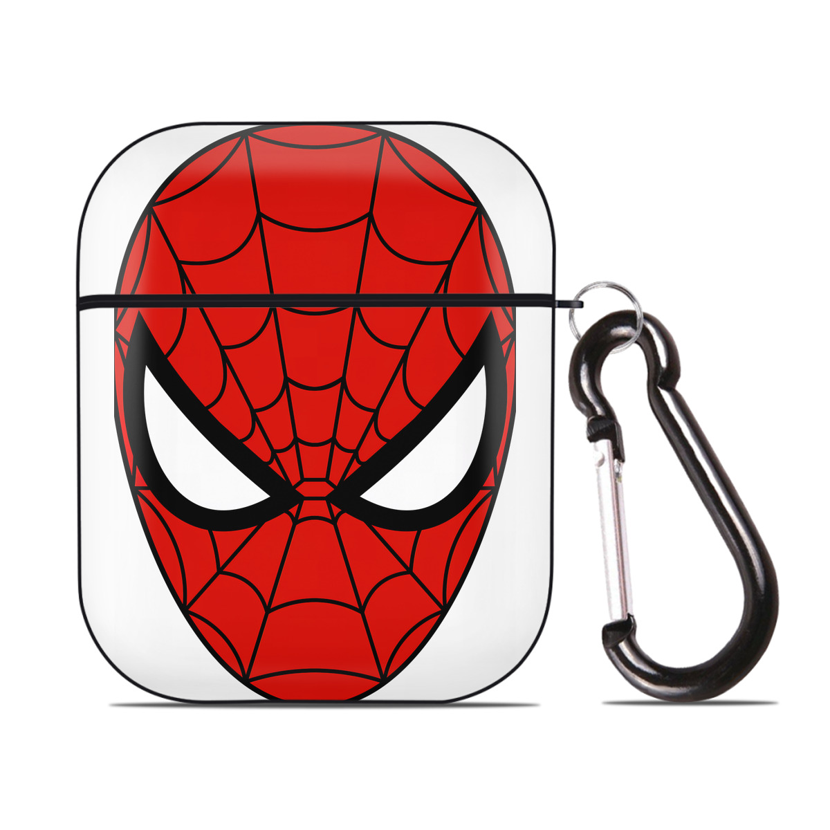 （画像用） Spider Man スパイダーマン AirPods 第2世代保護ケース ハードシェル ブラック 耐衝撃・防指紋・カラビナ付き