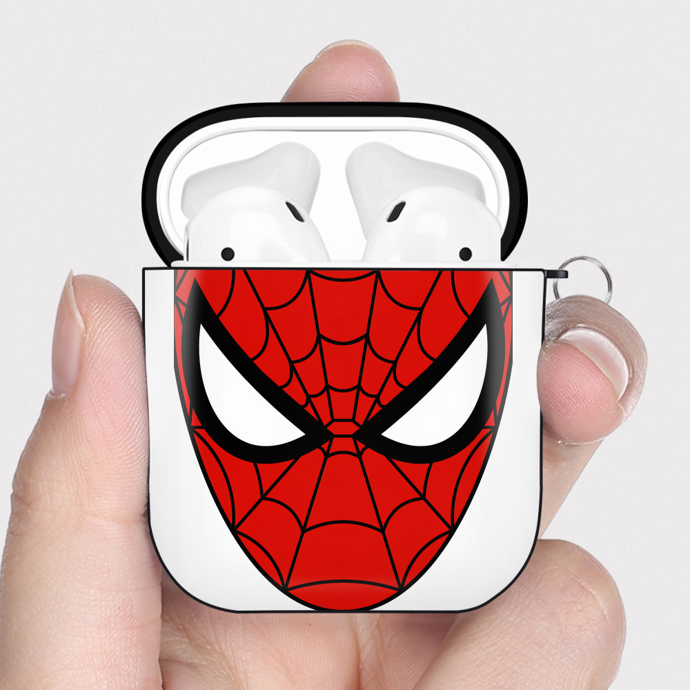 （画像用） Spider Man スパイダーマン AirPods 第2世代保護ケース ハードシェル ブラック 耐衝撃・防指紋・カラビナ付き