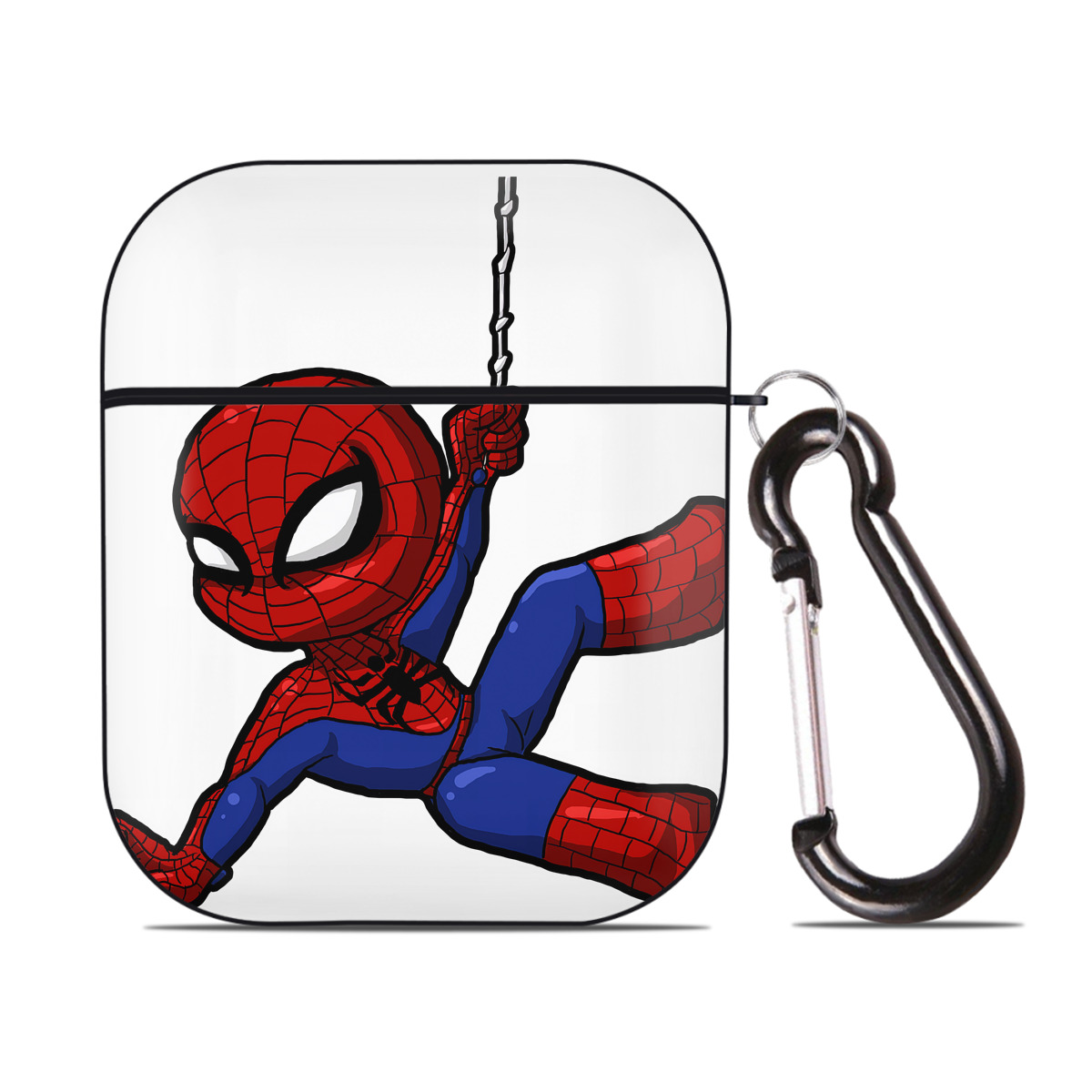 （画像用） Spider Man スパイダーマン AirPods 第2世代保護ケース ハードシェル ブラック 耐衝撃・防指紋・カラビナ付き