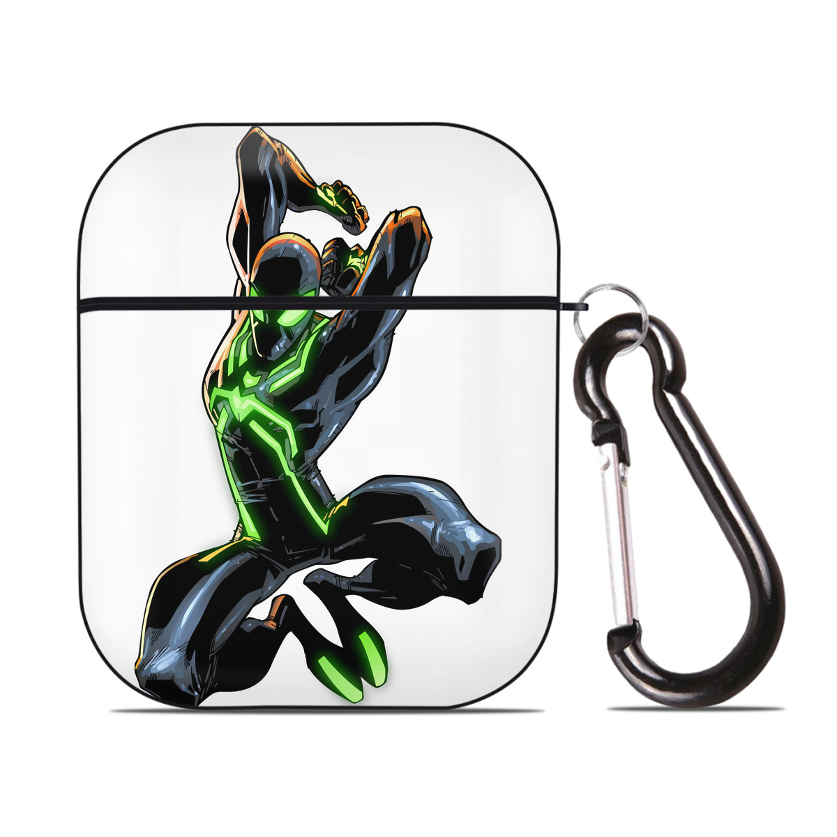 （画像用） Spider Man スパイダーマン AirPods 第2世代保護ケース ハードシェル ブラック 耐衝撃・防指紋・カラビナ付き