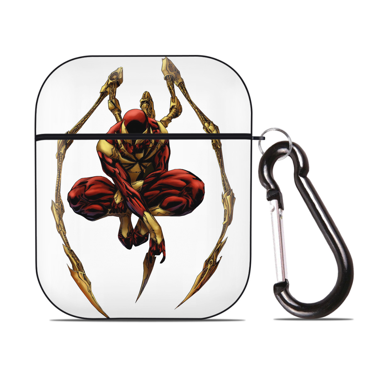 （画像用） Spider Man スパイダーマン AirPods 第2世代保護ケース ハードシェル ブラック 耐衝撃・防指紋・カラビナ付き