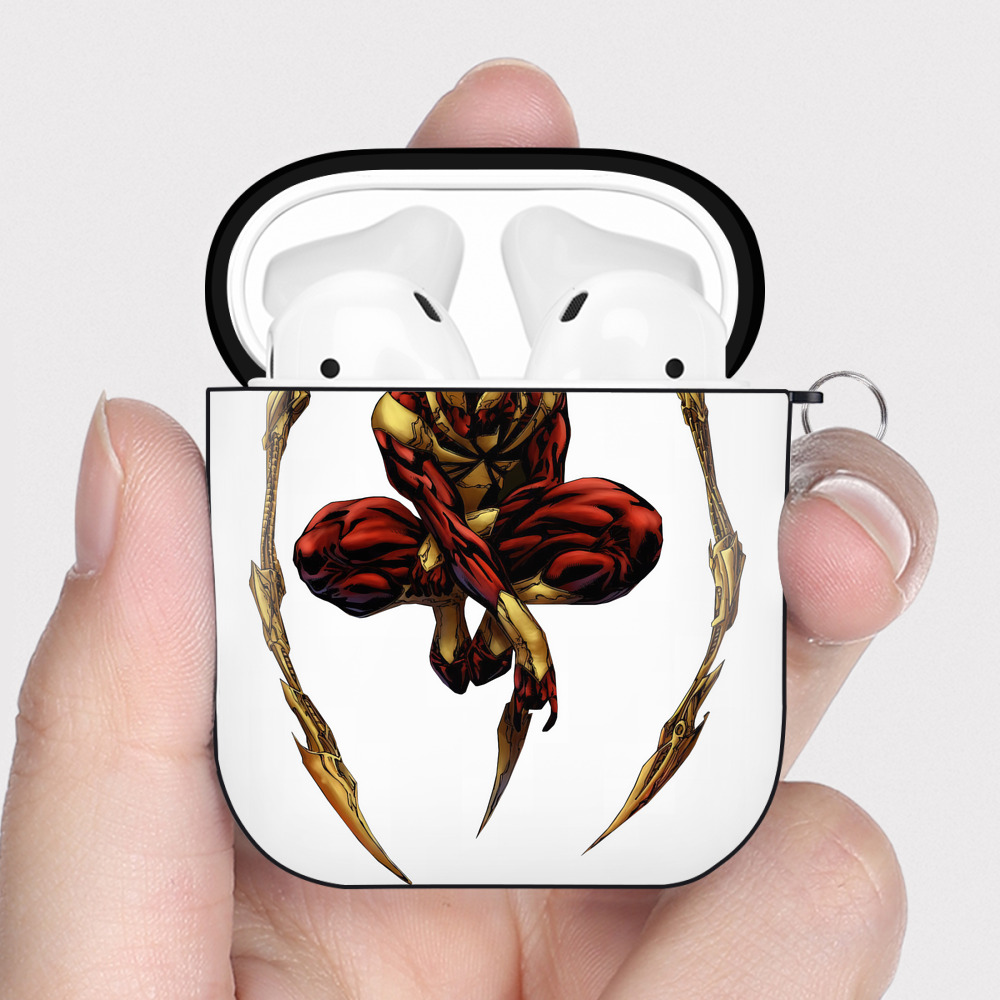 （画像用） Spider Man スパイダーマン AirPods 第2世代保護ケース ハードシェル ブラック 耐衝撃・防指紋・カラビナ付き