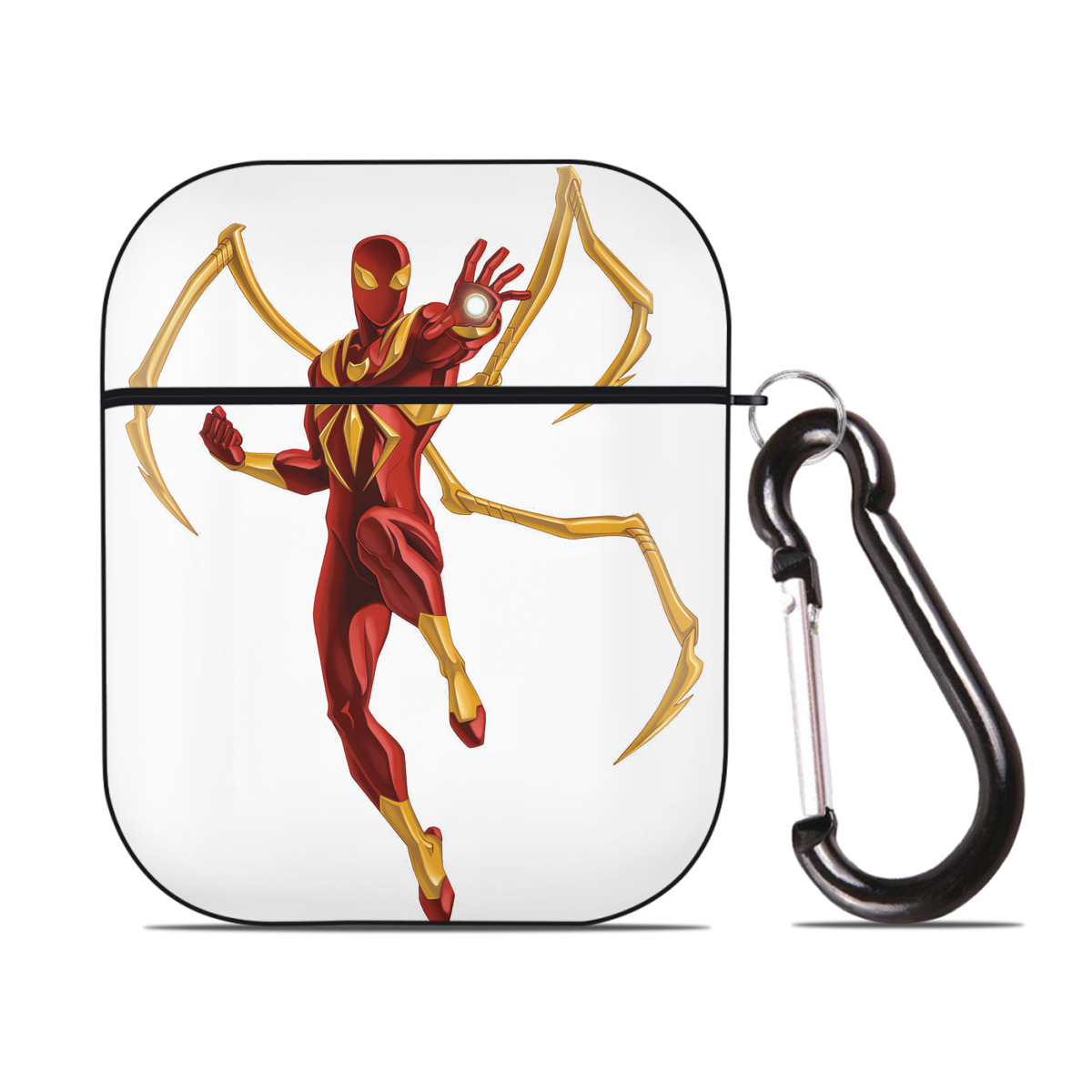 （画像用） Spider Man スパイダーマン AirPods 第2世代保護ケース ハードシェル ブラック 耐衝撃・防指紋・カラビナ付き