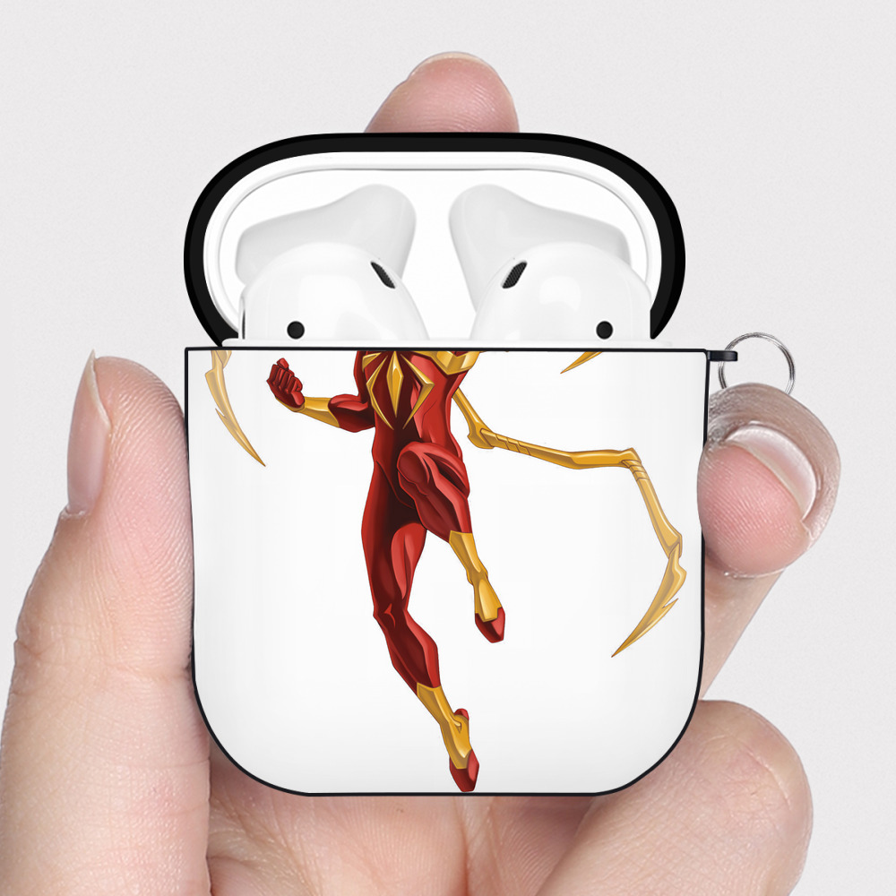 （画像用） Spider Man スパイダーマン AirPods 第2世代保護ケース ハードシェル ブラック 耐衝撃・防指紋・カラビナ付き