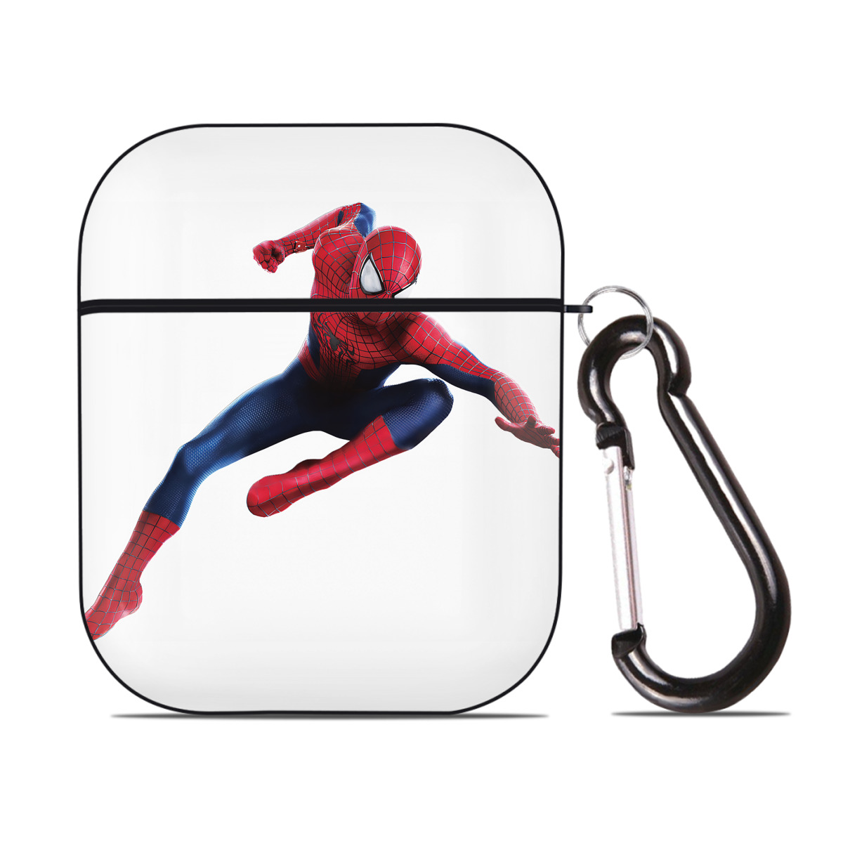 （画像用） Spider Man スパイダーマン AirPods 第2世代保護ケース ハードシェル ブラック 耐衝撃・防指紋・カラビナ付き