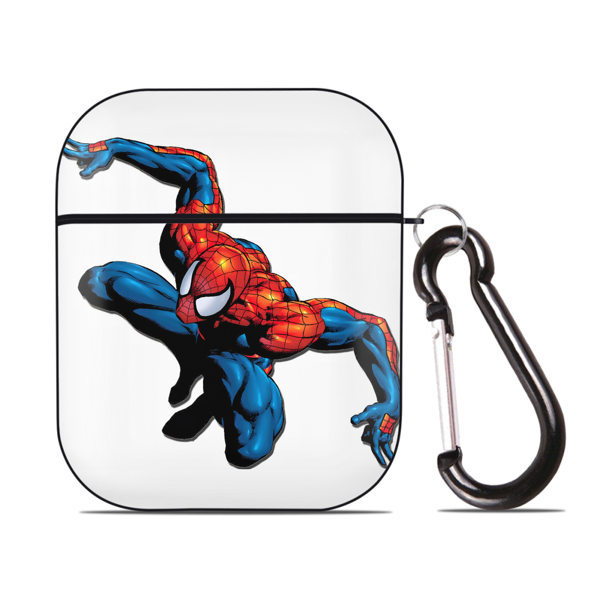 （画像用） Spider Man スパイダーマン AirPods 第2世代保護ケース ハードシェル ブラック 耐衝撃・防指紋・カラビナ付き