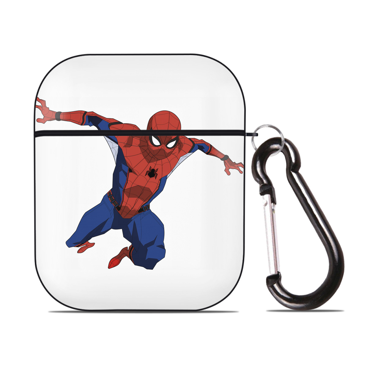 （画像用） Spider Man スパイダーマン AirPods 第2世代保護ケース ハードシェル ブラック 耐衝撃・防指紋・カラビナ付き