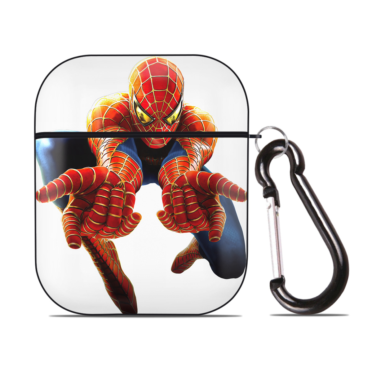 （画像用） Spider Man スパイダーマン AirPods 第2世代保護ケース ハードシェル ブラック 耐衝撃・防指紋・カラビナ付き