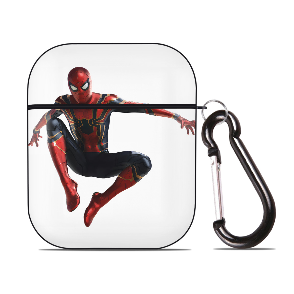 （画像用） Spider Man スパイダーマン AirPods 第2世代保護ケース ハードシェル ブラック 耐衝撃・防指紋・カラビナ付き
