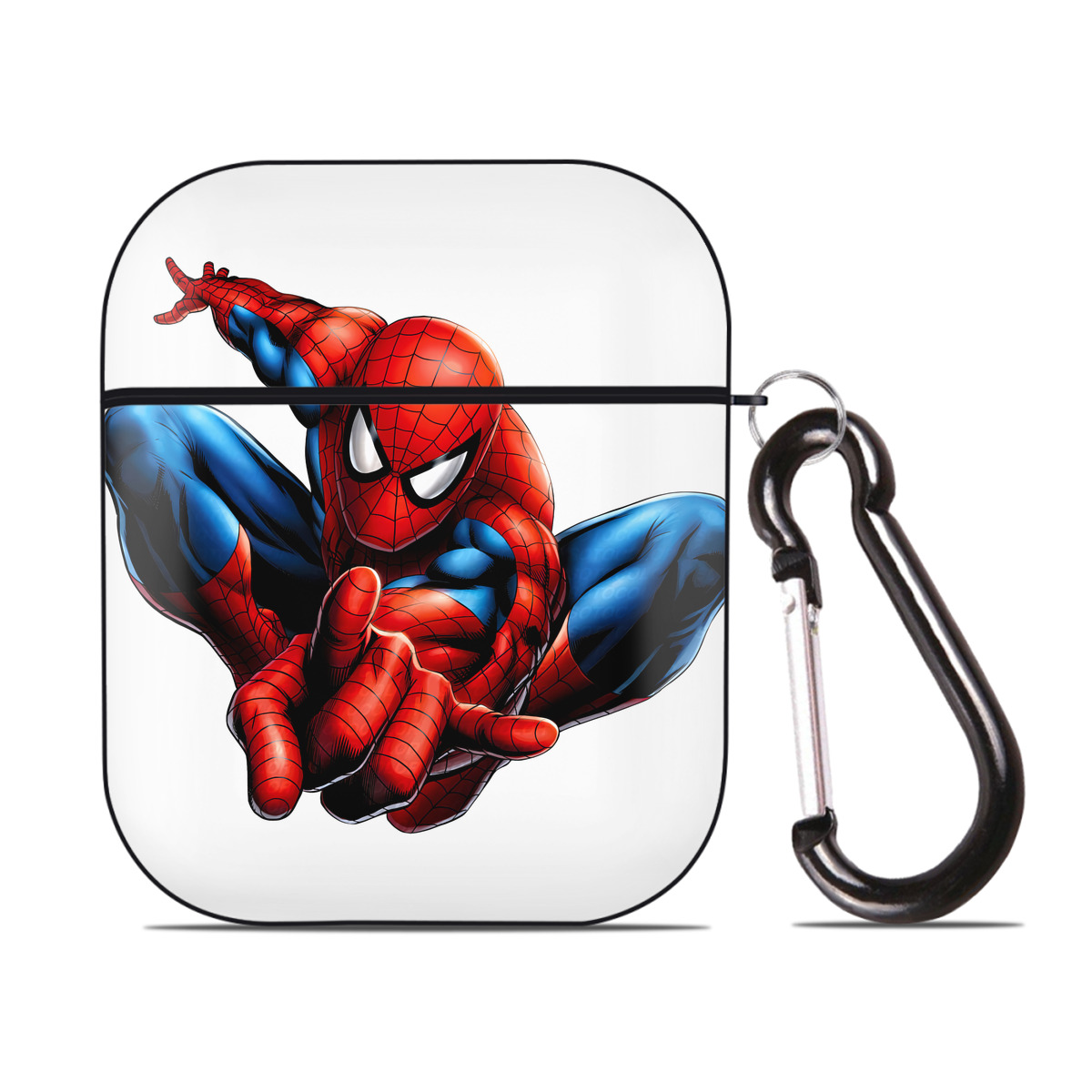 （画像用） Spider Man スパイダーマン AirPods 第2世代保護ケース ハードシェル ブラック 耐衝撃・防指紋・カラビナ付き