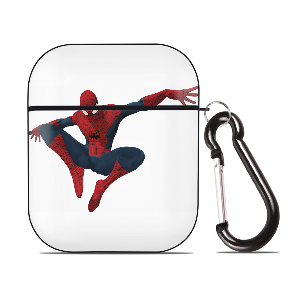 （画像用） Spider Man スパイダーマン AirPods 第2世代保護ケース ハードシェル ブラック 耐衝撃・防指紋・カラビナ付き