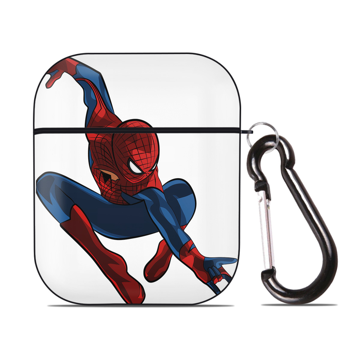 （画像用） Spider Man スパイダーマン AirPods 第2世代保護ケース ハードシェル ブラック 耐衝撃・防指紋・カラビナ付き
