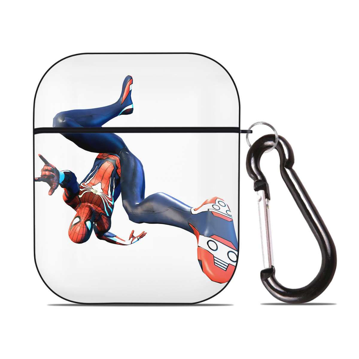 （画像用） Spider Man スパイダーマン AirPods 第2世代保護ケース ハードシェル ブラック 耐衝撃・防指紋・カラビナ付き