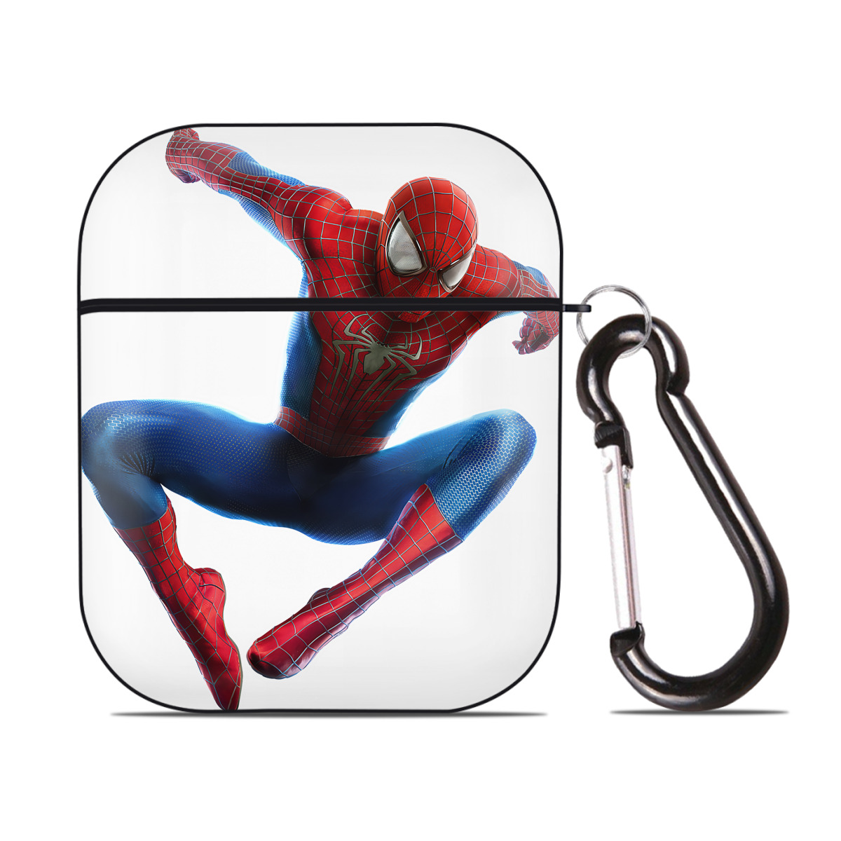 （画像用） Spider Man スパイダーマン AirPods 第2世代保護ケース ハードシェル ブラック 耐衝撃・防指紋・カラビナ付き