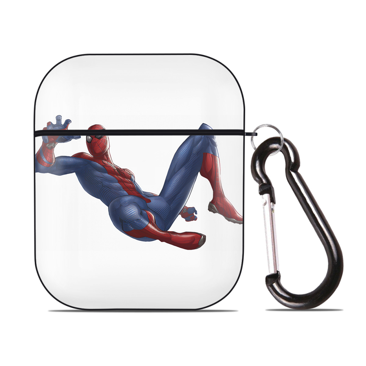 （画像用） Spider Man スパイダーマン AirPods 第2世代保護ケース ハードシェル ブラック 耐衝撃・防指紋・カラビナ付き