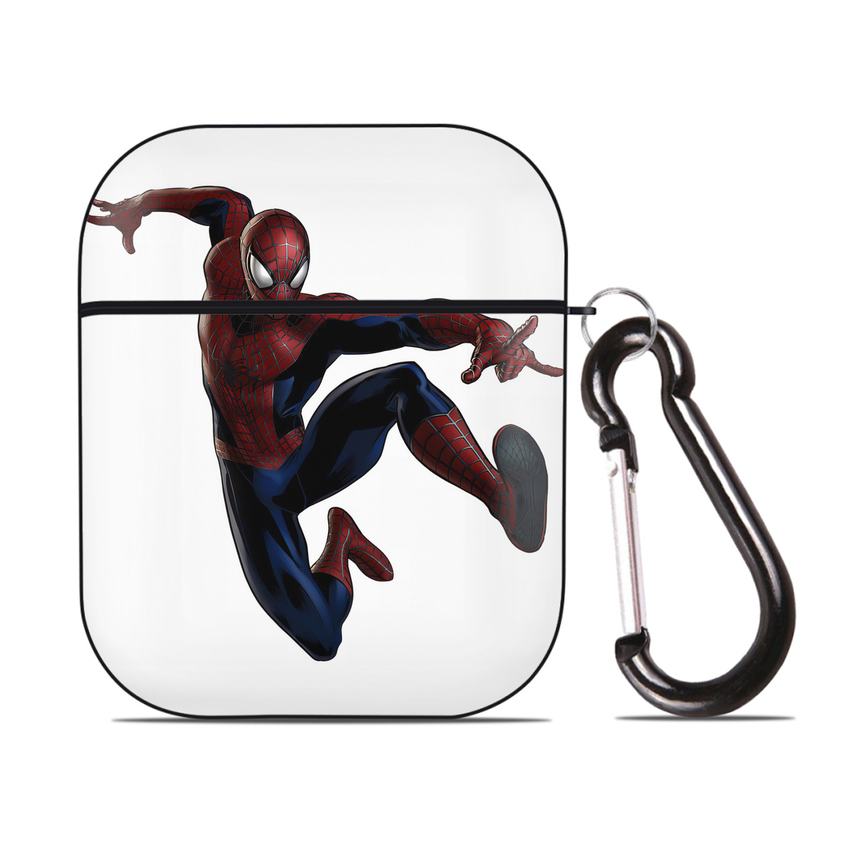 （画像用） Spider Man スパイダーマン AirPods 第2世代保護ケース ハードシェル ブラック 耐衝撃・防指紋・カラビナ付き