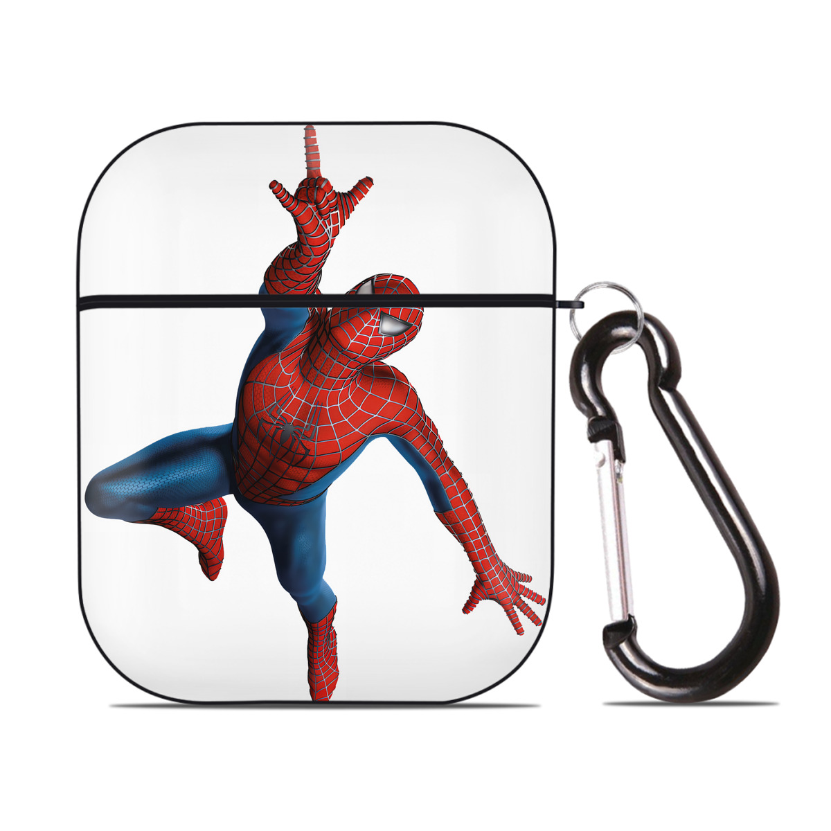（画像用） Spider Man スパイダーマン AirPods 第2世代保護ケース ハードシェル ブラック 耐衝撃・防指紋・カラビナ付き