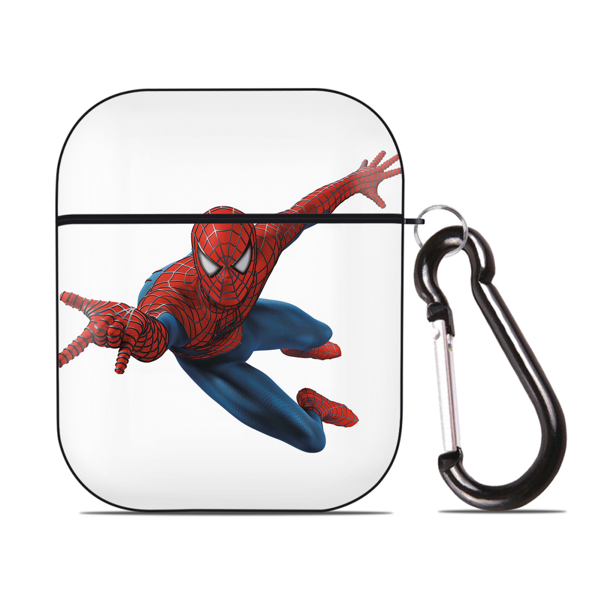 （画像用） Spider Man スパイダーマン AirPods 第2世代保護ケース ハードシェル ブラック 耐衝撃・防指紋・カラビナ付き