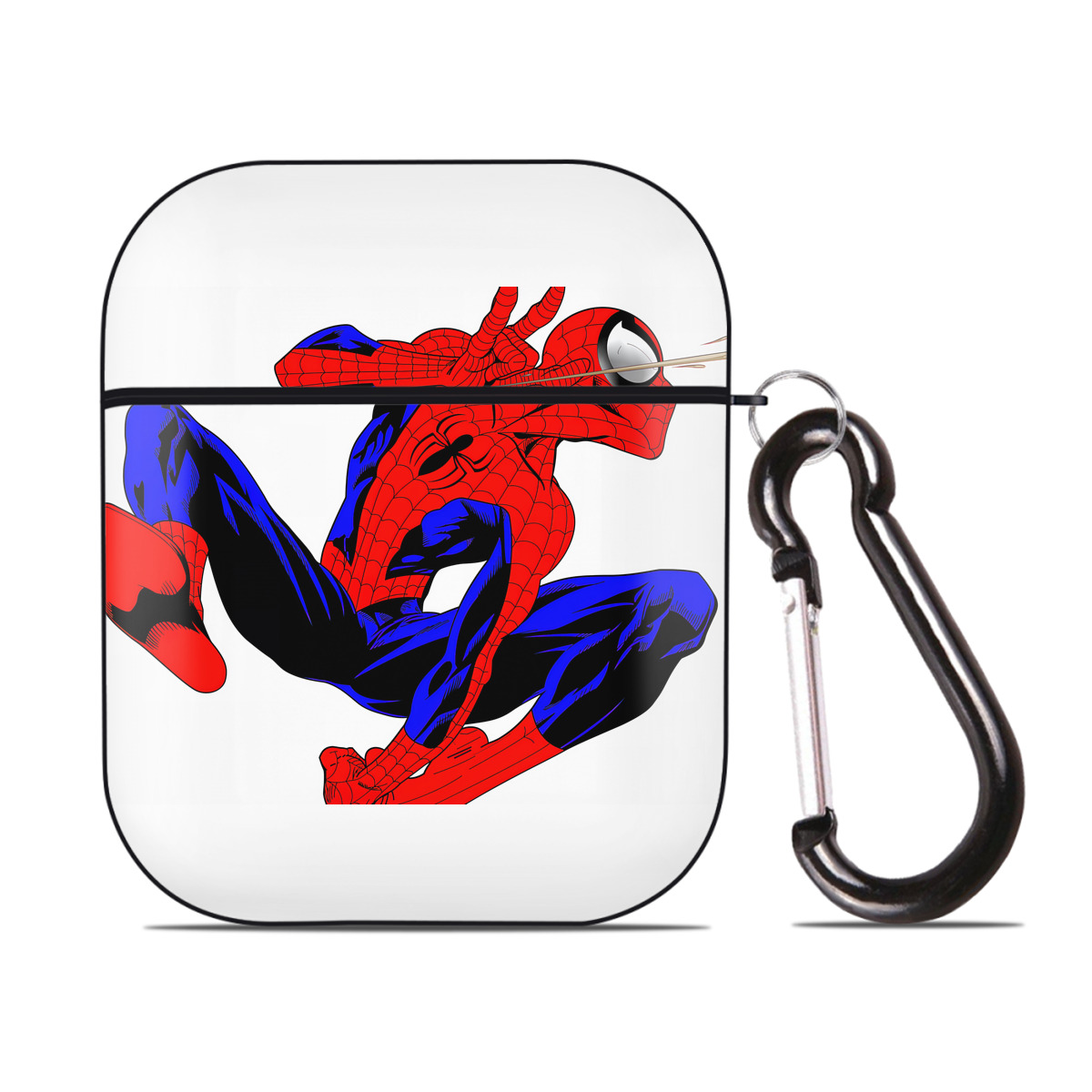 （画像用） Spider Man スパイダーマン AirPods 第2世代保護ケース ハードシェル ブラック 耐衝撃・防指紋・カラビナ付き