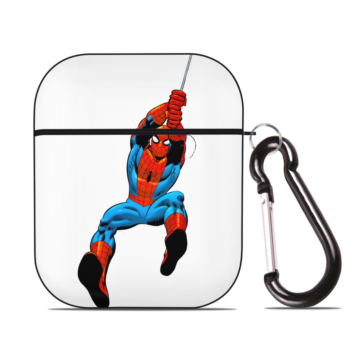 （画像用） Spider Man スパイダーマン AirPods 第2世代保護ケース ハードシェル ブラック 耐衝撃・防指紋・カラビナ付き