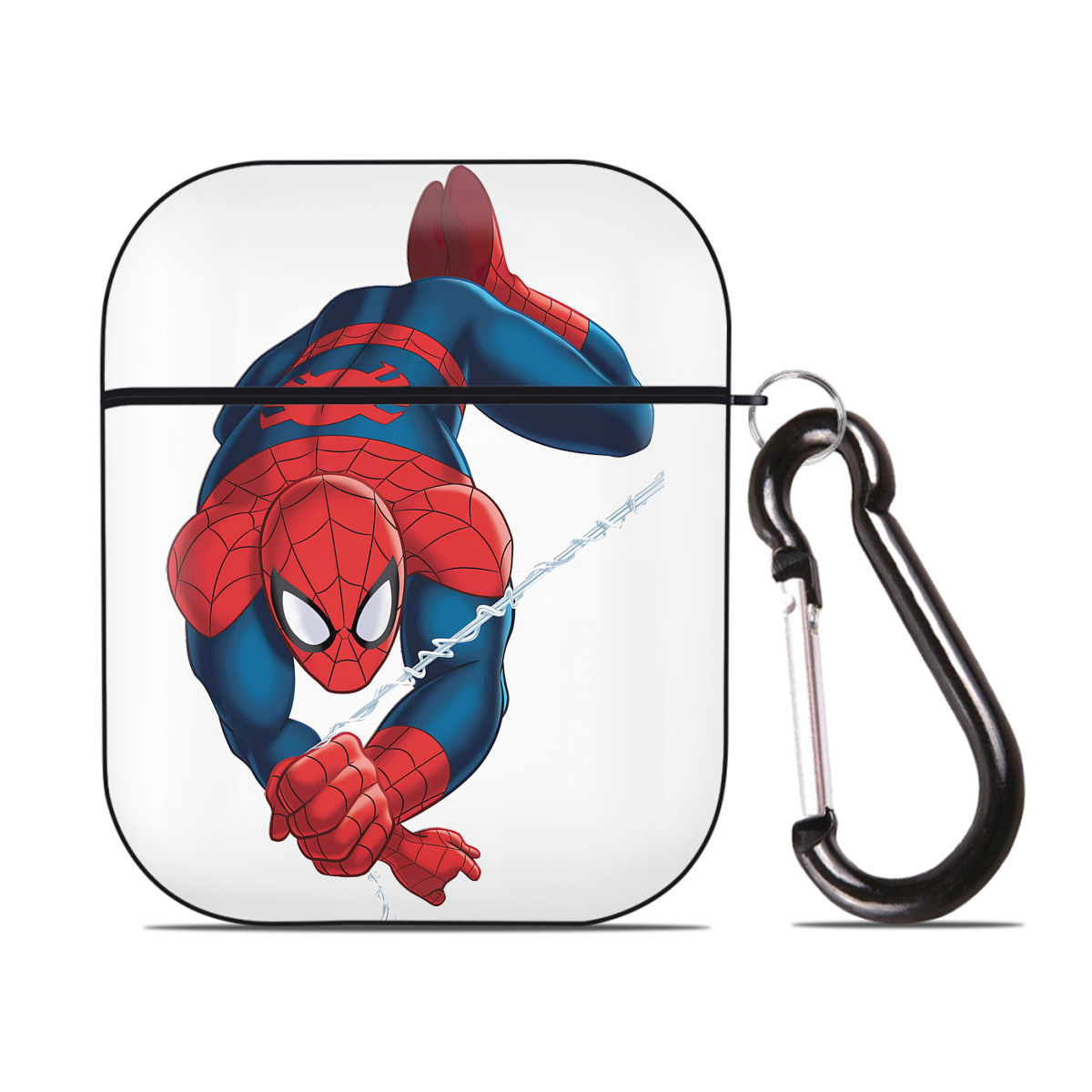 （画像用） Spider Man スパイダーマン AirPods 第2世代保護ケース ハードシェル ブラック 耐衝撃・防指紋・カラビナ付き