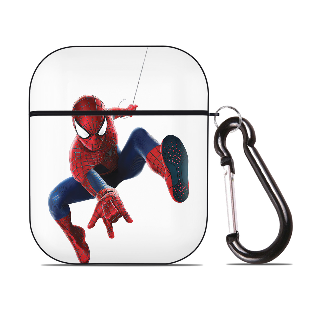 （画像用） Spider Man スパイダーマン AirPods 第2世代保護ケース ハードシェル ブラック 耐衝撃・防指紋・カラビナ付き