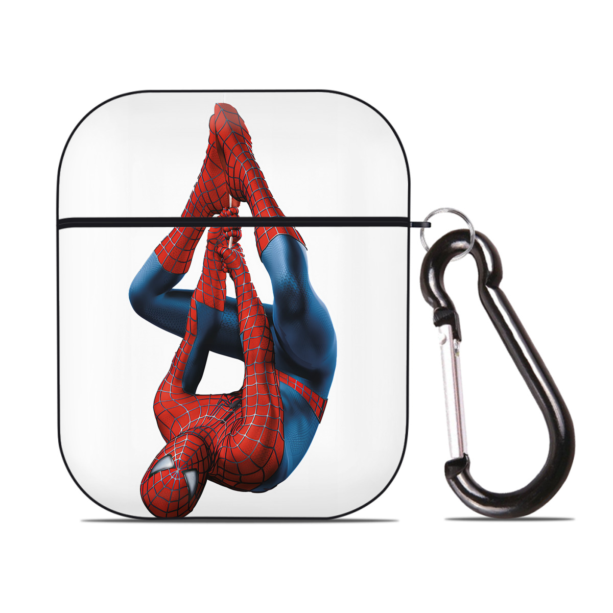 （画像用） Spider Man スパイダーマン AirPods 第2世代保護ケース ハードシェル ブラック 耐衝撃・防指紋・カラビナ付き