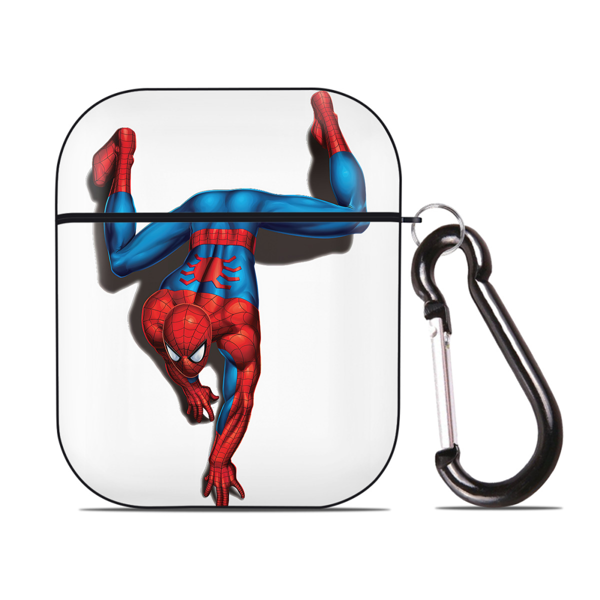 （画像用） Spider Man スパイダーマン AirPods 第2世代保護ケース ハードシェル ブラック 耐衝撃・防指紋・カラビナ付き