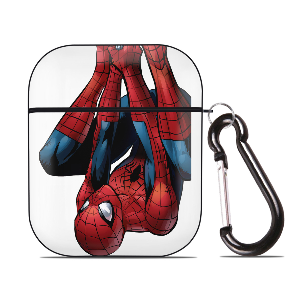 （画像用） Spider Man スパイダーマン AirPods 第2世代保護ケース ハードシェル ブラック 耐衝撃・防指紋・カラビナ付き
