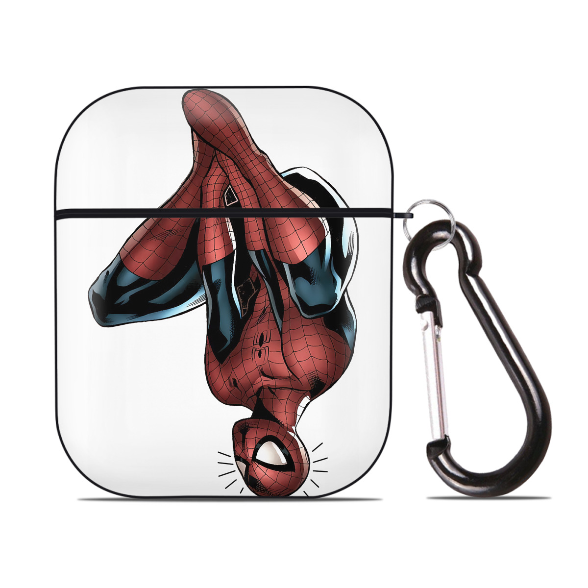 （画像用） Spider Man スパイダーマン AirPods 第2世代保護ケース ハードシェル ブラック 耐衝撃・防指紋・カラビナ付き