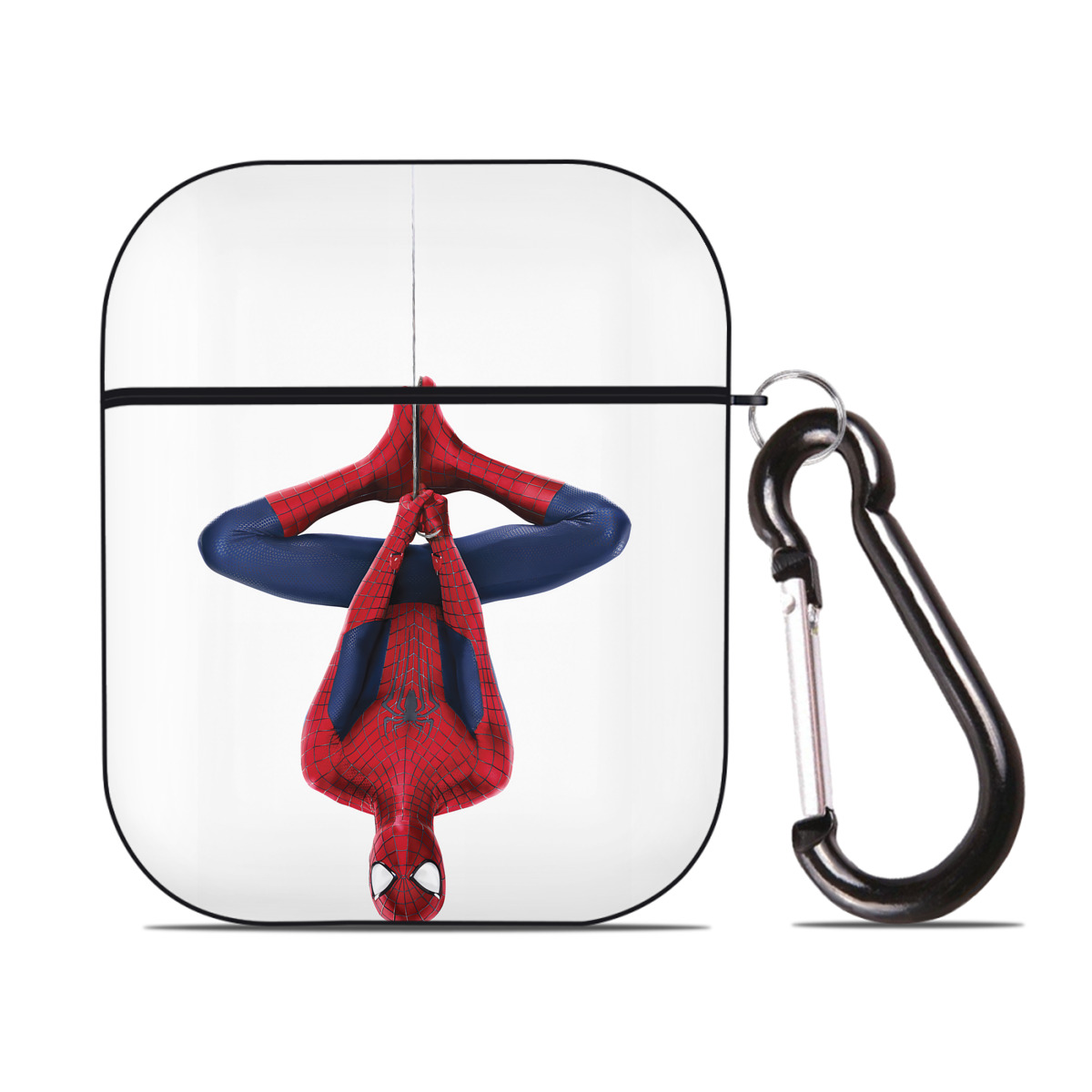 （画像用） Spider Man スパイダーマン AirPods 第2世代保護ケース ハードシェル ブラック 耐衝撃・防指紋・カラビナ付き