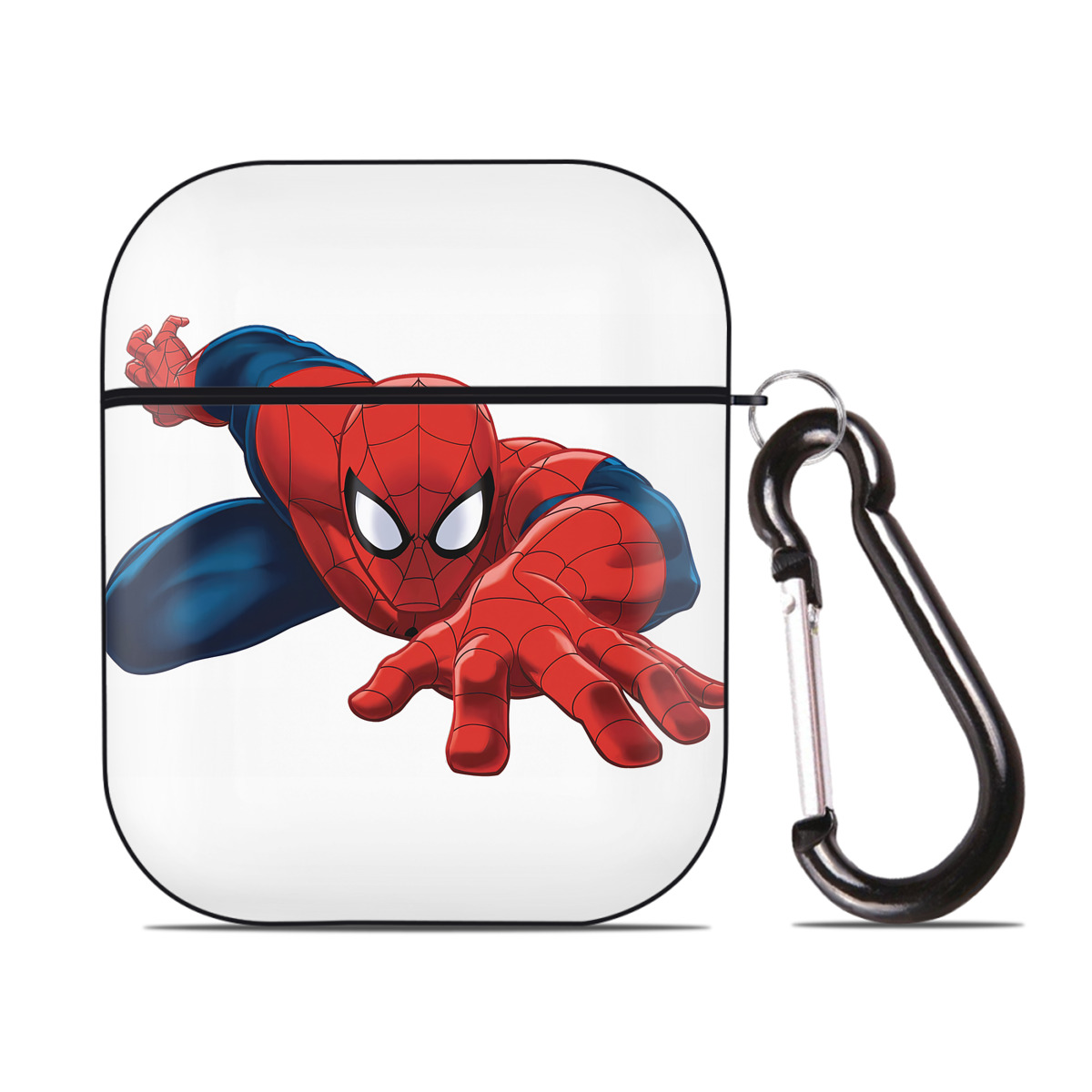 （画像用） Spider Man スパイダーマン AirPods 第2世代保護ケース ハードシェル ブラック 耐衝撃・防指紋・カラビナ付き