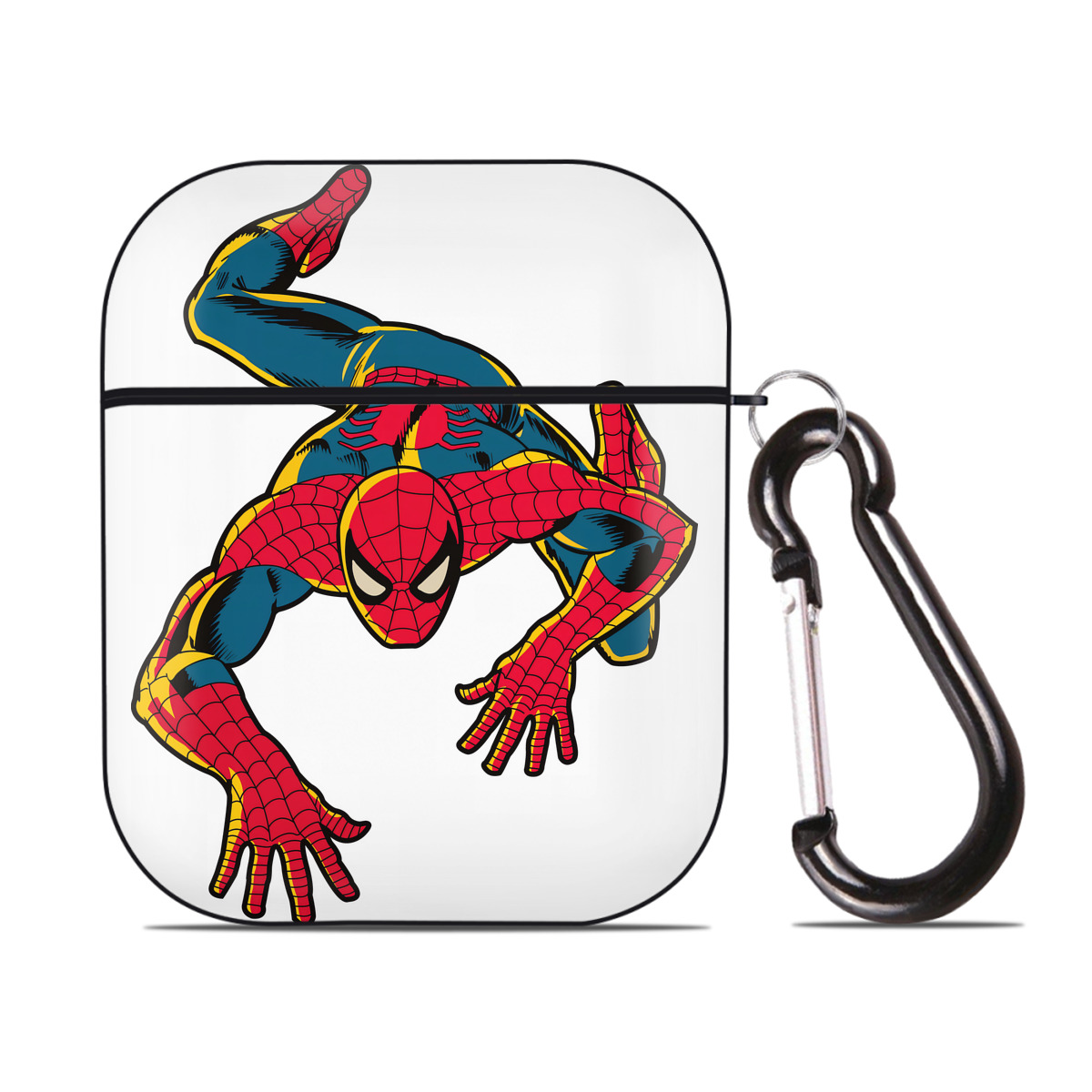 （画像用） Spider Man スパイダーマン AirPods 第2世代保護ケース ハードシェル ブラック 耐衝撃・防指紋・カラビナ付き