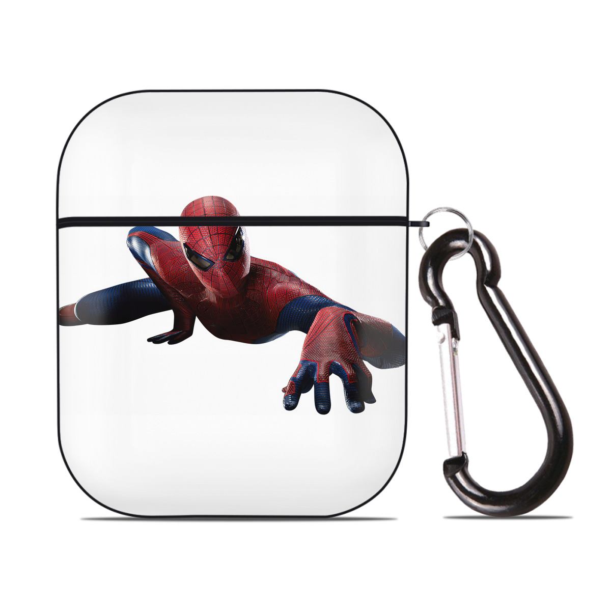 （画像用） Spider Man スパイダーマン AirPods 第2世代保護ケース ハードシェル ブラック 耐衝撃・防指紋・カラビナ付き