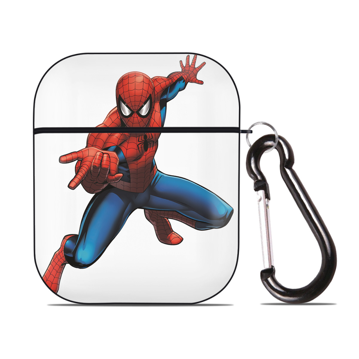 （画像用） Spider Man スパイダーマン AirPods 第2世代保護ケース ハードシェル ブラック 耐衝撃・防指紋・カラビナ付き