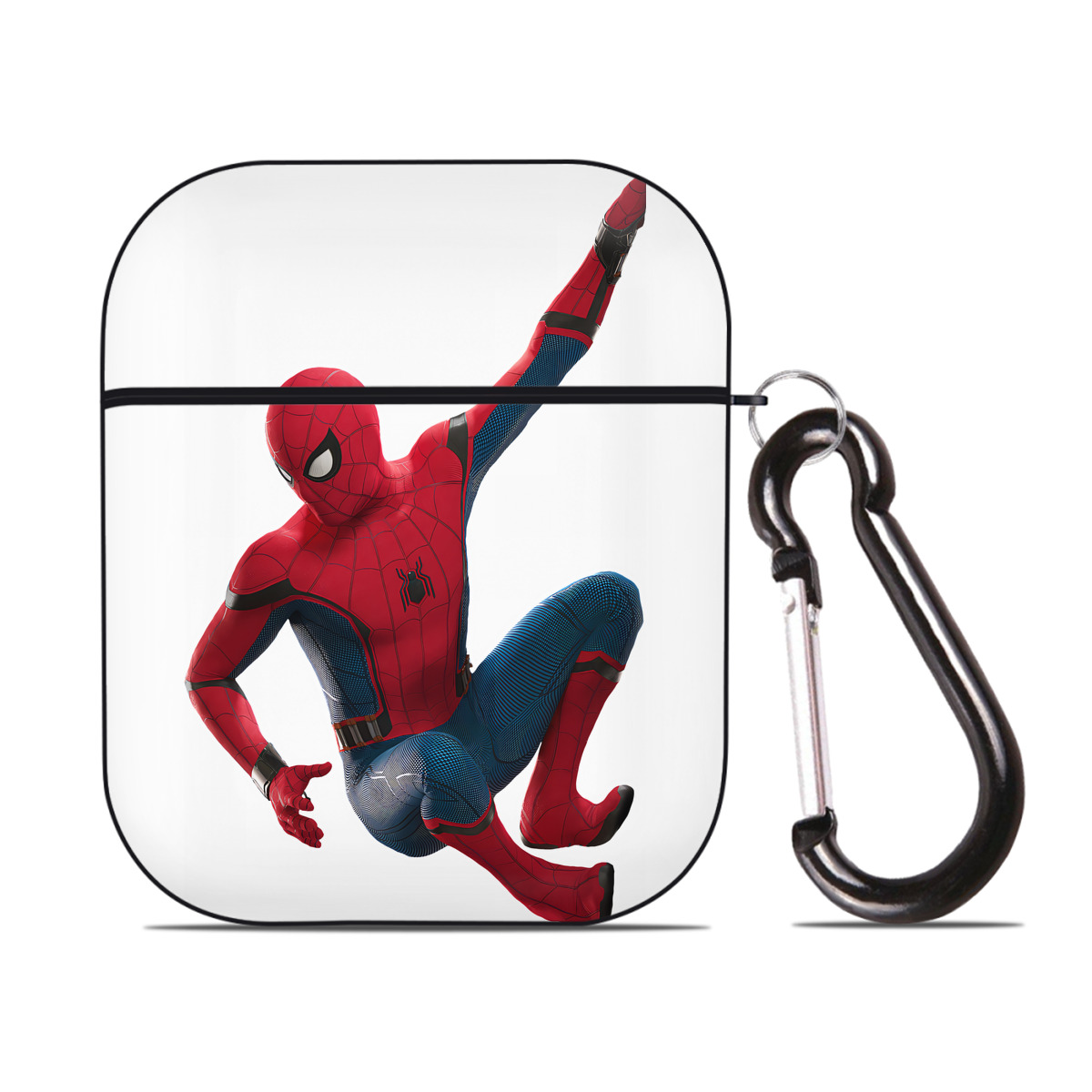 （画像用） Spider Man スパイダーマン AirPods 第2世代保護ケース ハードシェル ブラック 耐衝撃・防指紋・カラビナ付き
