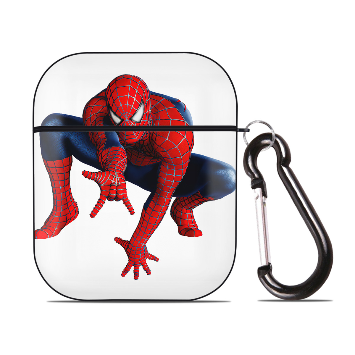 （画像用） Spider Man スパイダーマン AirPods 第2世代保護ケース ハードシェル ブラック 耐衝撃・防指紋・カラビナ付き