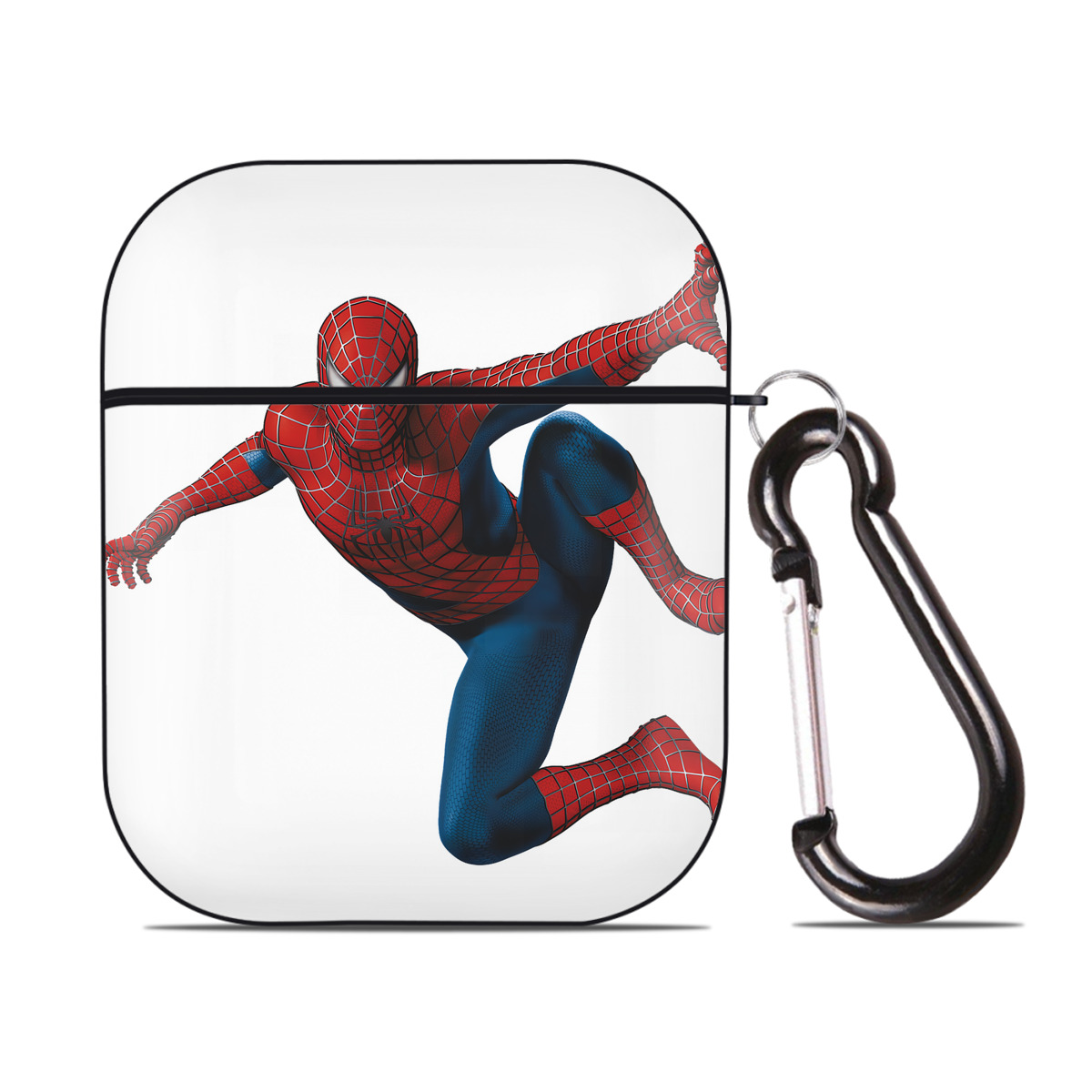 （画像用） Spider Man スパイダーマン AirPods 第2世代保護ケース ハードシェル ブラック 耐衝撃・防指紋・カラビナ付き