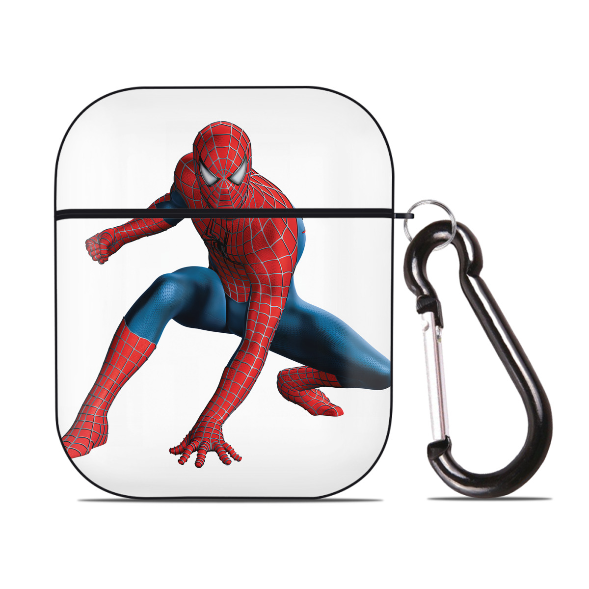 （画像用） Spider Man スパイダーマン AirPods 第2世代保護ケース ハードシェル ブラック 耐衝撃・防指紋・カラビナ付き