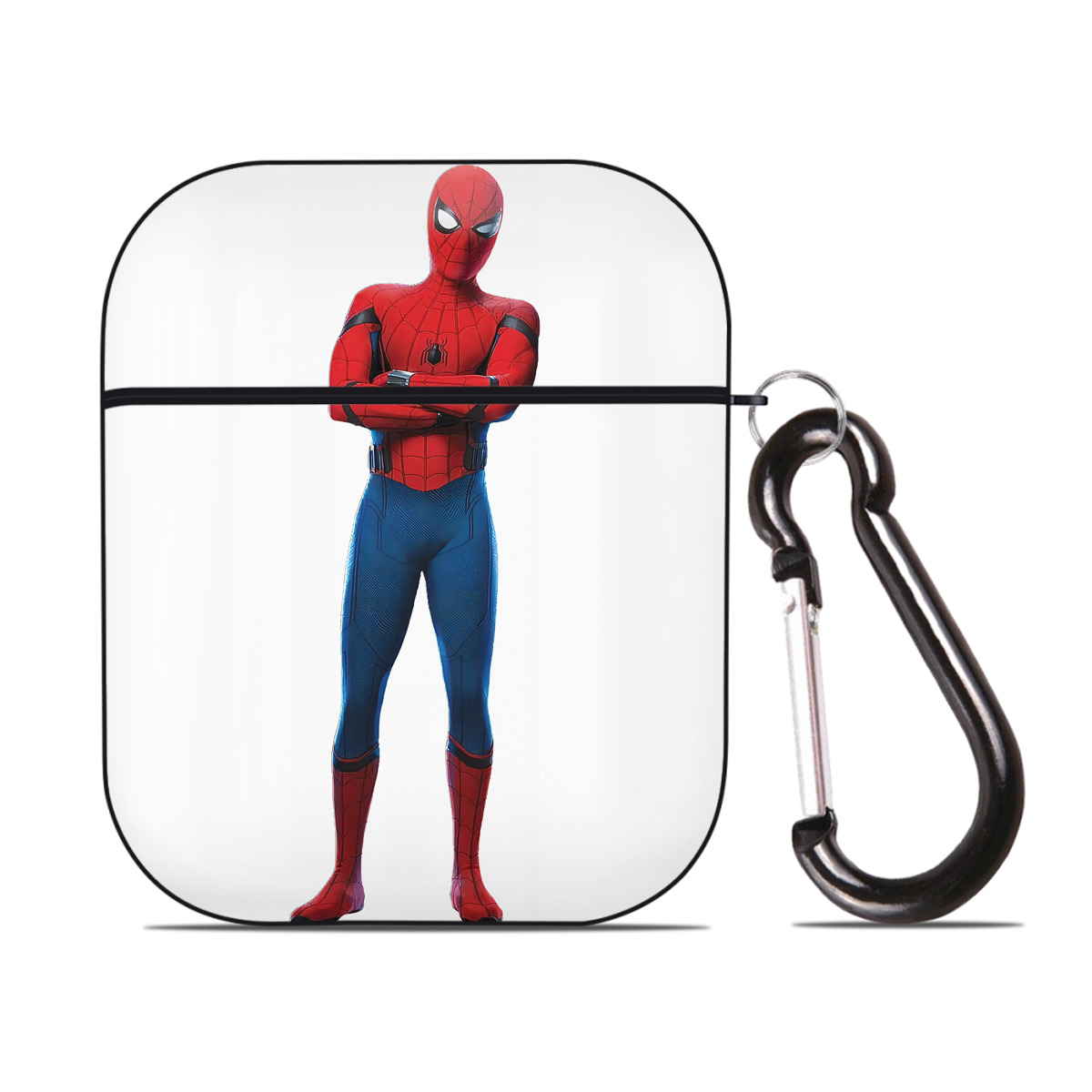 （画像用） Spider Man スパイダーマン AirPods 第2世代保護ケース ハードシェル ブラック 耐衝撃・防指紋・カラビナ付き