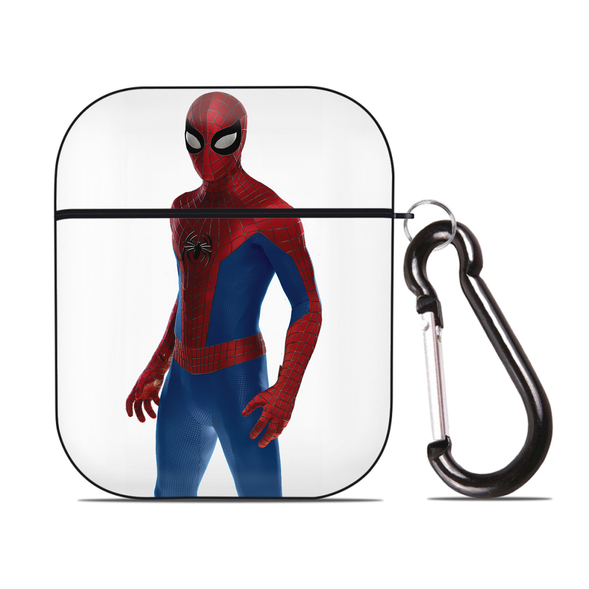 （画像用） Spider Man スパイダーマン AirPods 第2世代保護ケース ハードシェル ブラック 耐衝撃・防指紋・カラビナ付き