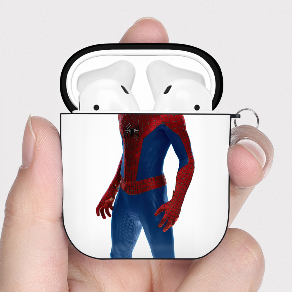 （画像用） Spider Man スパイダーマン AirPods 第2世代保護ケース ハードシェル ブラック 耐衝撃・防指紋・カラビナ付き