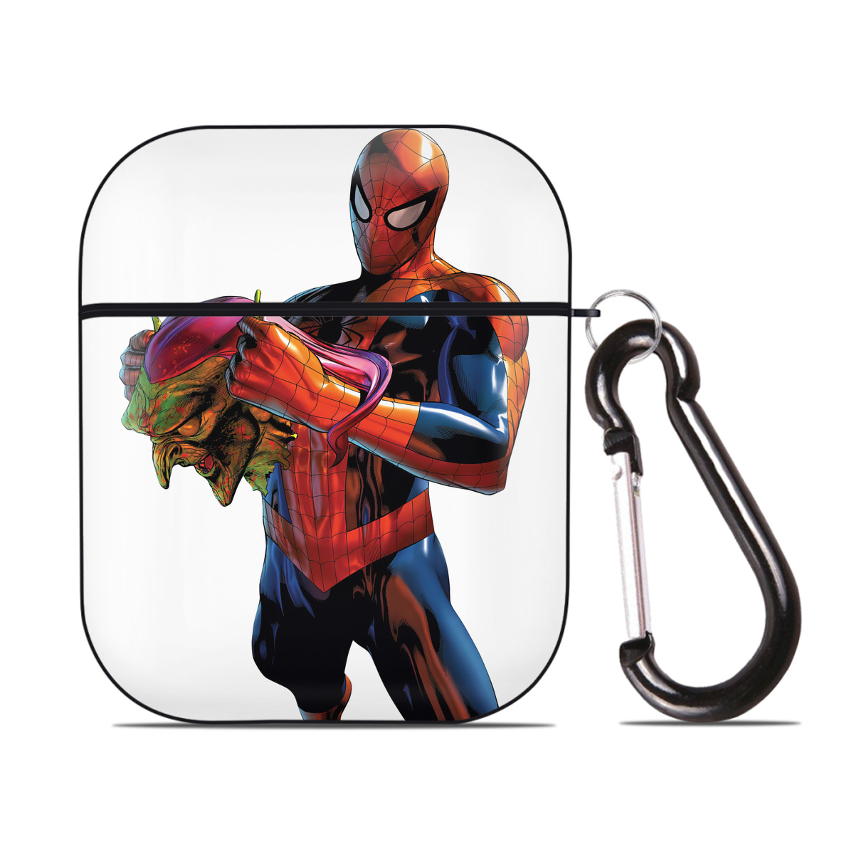 （画像用） Spider Man スパイダーマン AirPods 第2世代保護ケース ハードシェル ブラック 耐衝撃・防指紋・カラビナ付き